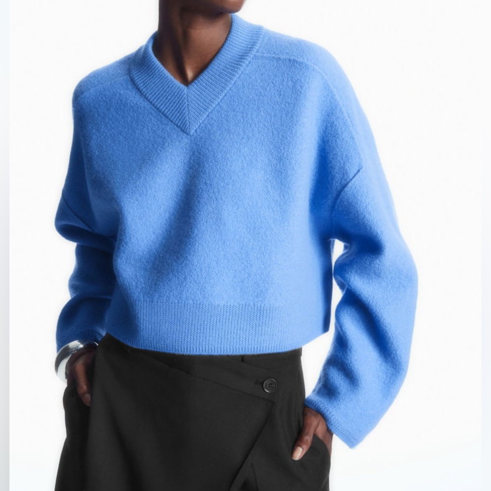 COS cropped wool sweater v neck